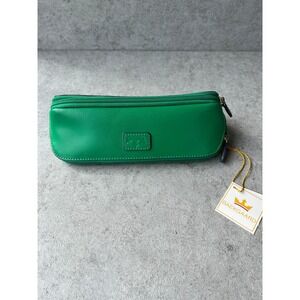 Baekgaard Makeup Case Kelly Green Violet Two Sections Cosmetic Pencil Pouch NWT